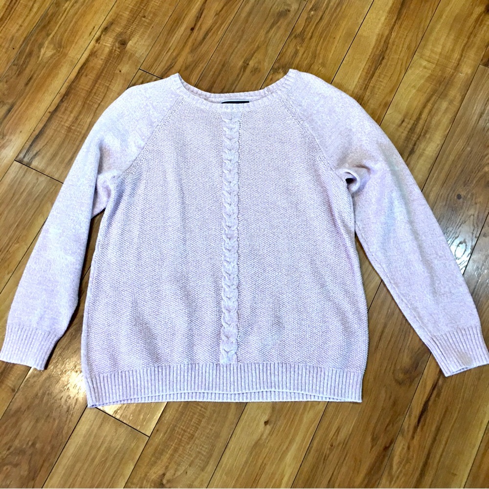 Karen Scott blush pink cable knit sweater large preppy cottage core athl…